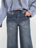 شلوار جین زنانه فلر بگ آبی تیره
