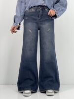 شلوار جین زنانه فلر بگ آبی تیره