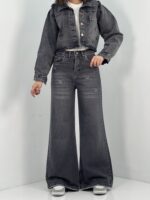 شلوار جین زنانه فلر بگ زغالی