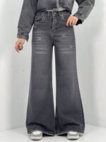 شلوار جین زنانه فلر بگ زغالی