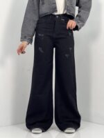 شلوار جین زنانه فلر بگ مشکی