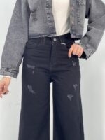 شلوار جین زنانه فلر بگ مشکی