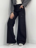 شلوار جین زنانه فلر بگ مشکی