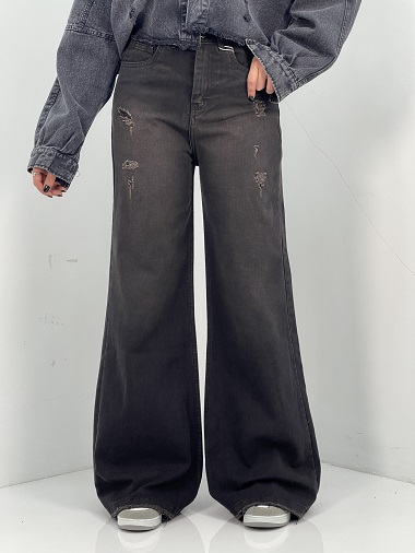 شلوار جین زنانه فلر بگ زغالی