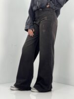 شلوار جین زنانه فلر بگ زغالی