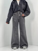 شلوار جین زنانه فلر بگ زغالی