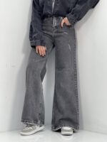 شلوار جین زنانه فلر بگ زغالی