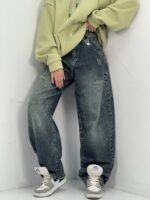 شلوار جین زنانه بالونی کارپنتری سنگشور سبز