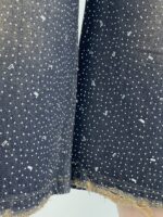 شلوار جین زنانه واید لگ سرمه ای نگین دار