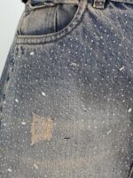 شلوار جین زنانه واید لگ آبی نگین دار